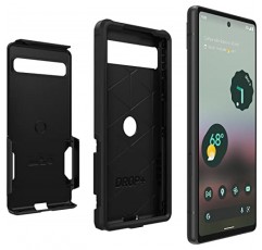 OtterBox Google Pixel 6A 통근자 시리즈 케이스 - 블랙, 슬림하고 튼튼하며 주머니에 휴대 가능, 포트 보호 기능 포함