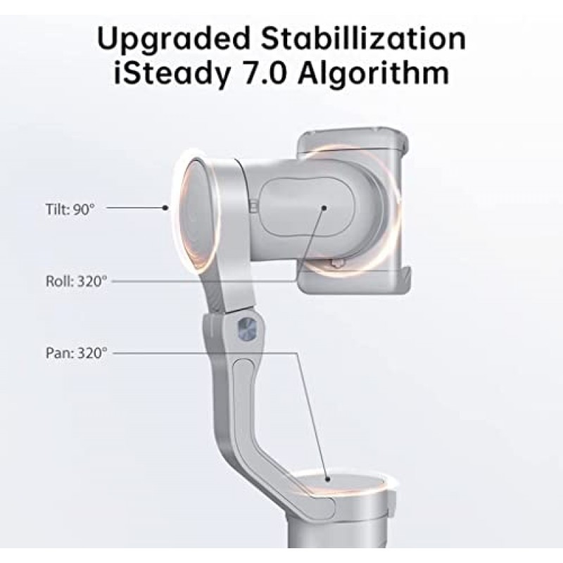 hohem iSteady XE 키트 스마트폰용 짐벌 안정기 3축 휴대폰 충전 조명이 있는 핸드헬드 짐벌, iPhone 및 Android용 안정기 경량 Youtuber 블로깅 라이브 스트림
