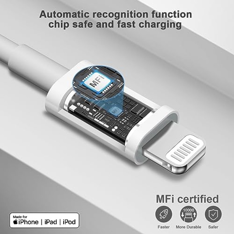 iPhone 충전기 고속 충전【Apple MFi 인증】 3팩 cargador 20W 초고속 충전기 USB C 벽면 충전기(6FT 케이블 포함) iPhone 11 12 13 14 Plus,Pro Max,Pro/Mini/XR/iPad와 호환 가능