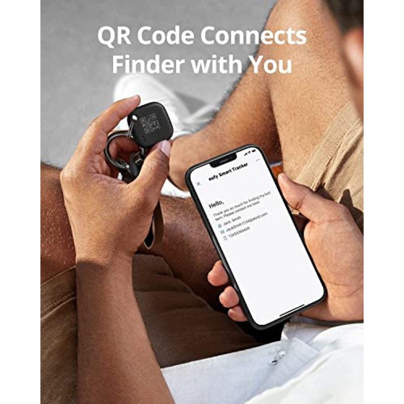 Anker SmartTrack Link의 eufy 보안(블랙, 4팩), Android 지원되지 않음, Apple Find My(iOS 전용), 키 파인더, 이어버드 및 수하물용 Bluetooth 추적기, 전화 찾기, 방수 기능과 함께 작동