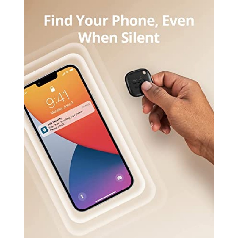 Anker SmartTrack Link의 eufy 보안(블랙, 4팩), Android 지원되지 않음, Apple Find My(iOS 전용), 키 파인더, 이어버드 및 수하물용 Bluetooth 추적기, 전화 찾기, 방수 기능과 함께 작동