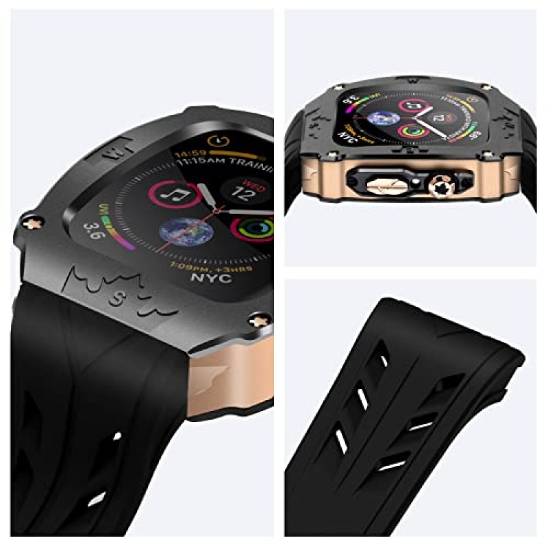 YiMingSun Apple Watch Series 9 8 7 45MM 밴드 남성용 견고한 케이스 범퍼 헤비 듀티 메탈 커버 Apple Watch Series 9 8 7 45mm