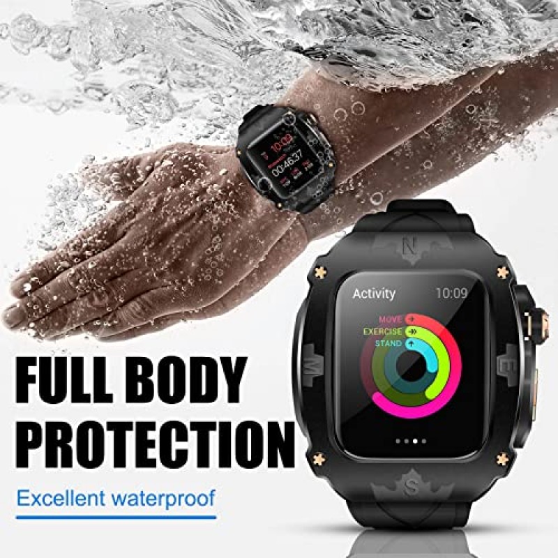 YiMingSun Apple Watch Series 9 8 7 45MM 밴드 남성용 견고한 케이스 범퍼 헤비 듀티 메탈 커버 Apple Watch Series 9 8 7 45mm