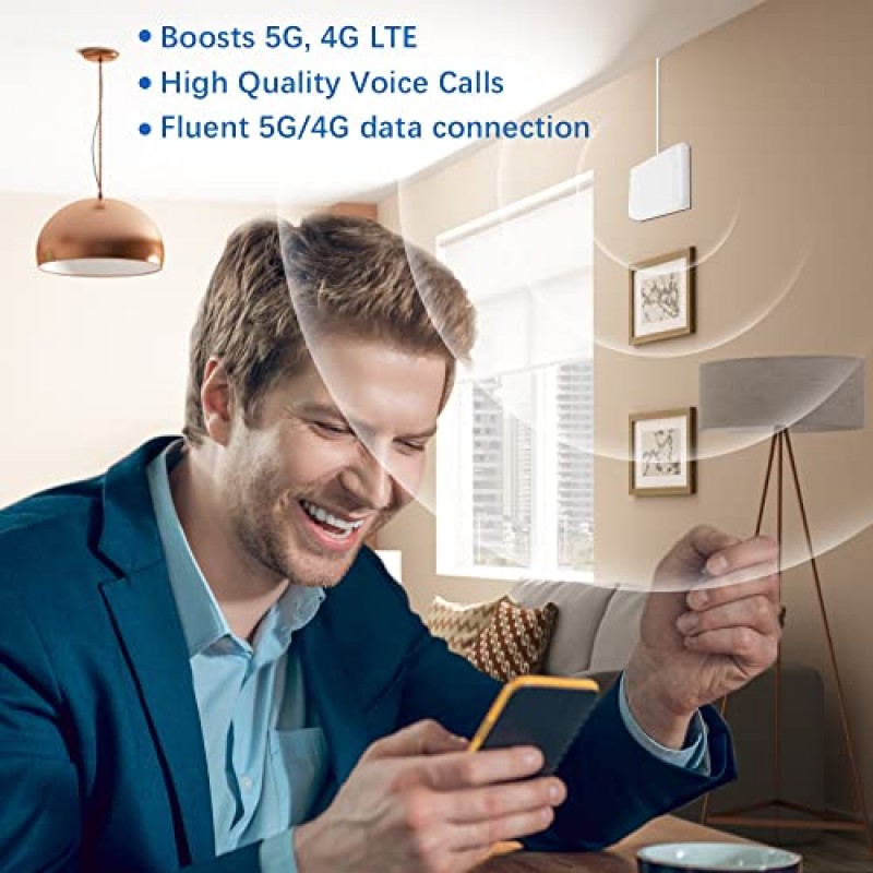 홈 5G 휴대폰 신호 부스터 - 5G 4G LTE 3G 2G 부스트 | 미국의 모든 이동통신사인 Verizon, AT&T, Straight Talk, U.S. Cellular, Metro Pcs, Sprint, Cricket과 협력 | 최대 4,500평방피트의 면적 | FCC 승인