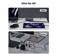 UPmark USB C 충전기, 185W 8포트 USB C 충전 스테이션, USB C 벽면 고속 충전기(2팩 USB C 케이블 포함), MacBook Pro/Air, iPad Pro, iPhone 14 13 12 Pro Max, Galaxy, Steam Deck과 호환 가능.