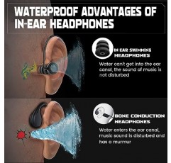 BZOJIFO 수영용 방수 이어버드, mp3 재생 기능이 있는 수영 헤드폰, IPX8 방수, 16시간 배터리, 수영, 달리기, 운동용 이어폰 스테레오 베이스 무선 스포츠 헤드폰