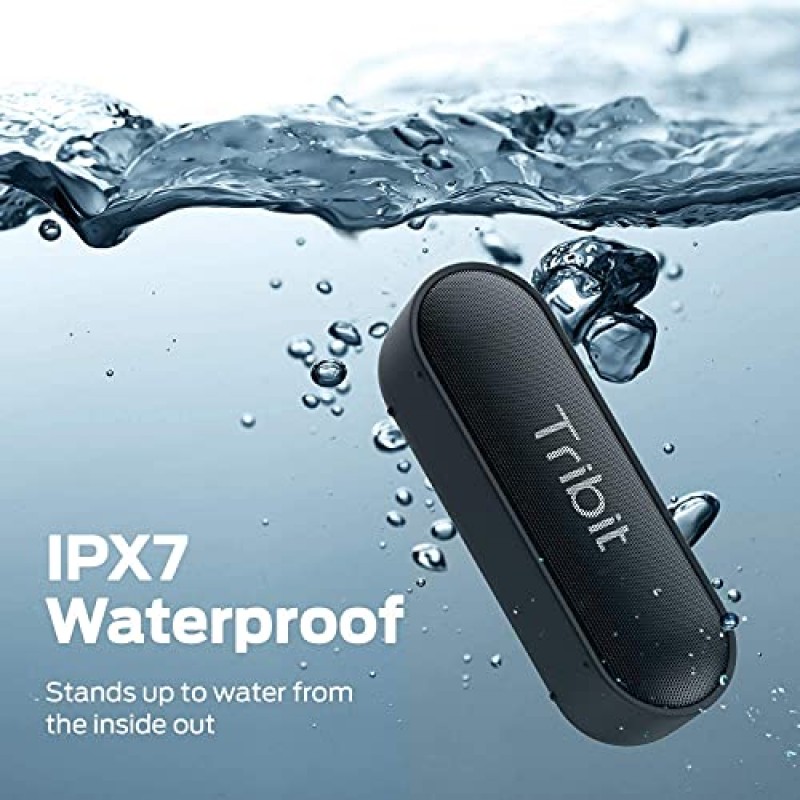 Tribit Bluetooth 스피커, 16W 시끄러운 사운드 및 더 깊은 저음, 24시간 재생 시간, IPX7 방수, Bluetooth 5.0 TWS 페어링 휴대용 무선 스피커(업그레이드)를 갖춘 XSound Go 스피커