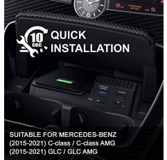 (2015-2022) C-Class/C-classAMG GLC/GLC AMG Qi 15W MAX, 2포트 유형(Dock C63)용 메르세데스 벤츠 액세서리와 호환되는 SIGHILL 무선 차량용 충전기