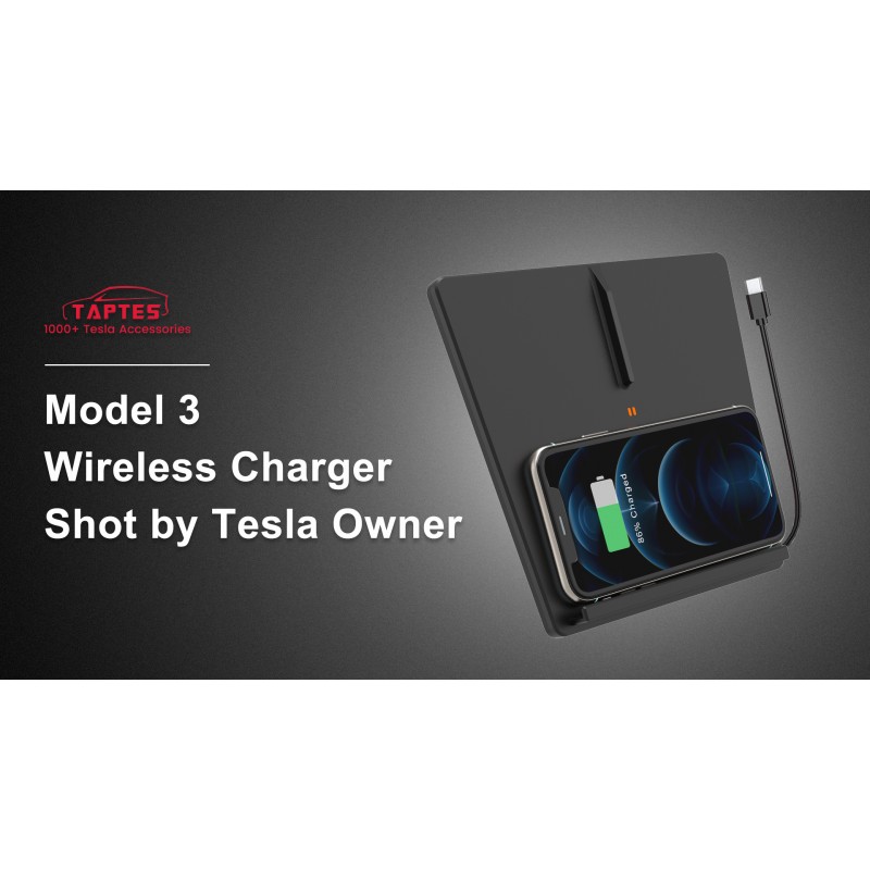 Tesla Model 3 용 TAPTES 무선 충전기 2017 2018 2019 2020 액세서리, 무선 전화 충전 패드 모든 활성화 전화 용 자동차 인테리어 센터 콘솔 액세서리(2020년 6월 이전)