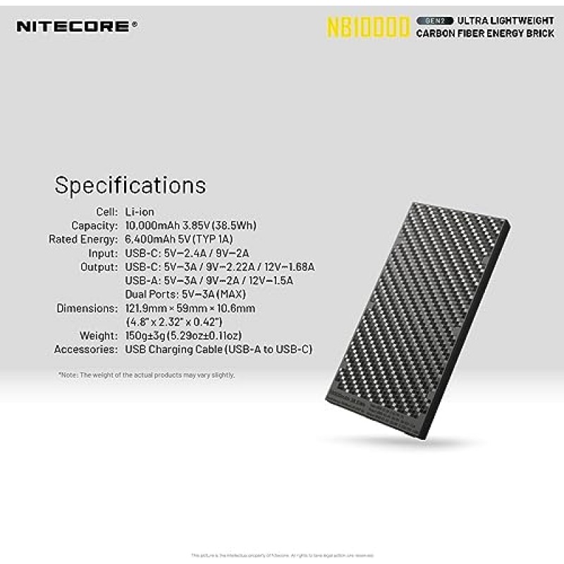 NItrecore NB10000mAh Gen 2 휴대용 휴대폰 충전기