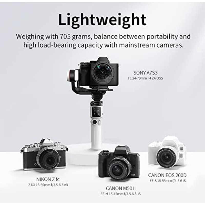 Zhiyun Crane M3S 핸드헬드 짐벌 3축 안정기 Sony, Canon, iPhone과 같은 스마트폰, Sumsung, Gopro와 같은 액션 카메라(2023년 크레인 M3 업그레이드 버전)와 같은 미러리스 카메라를 위한 올인원 디자인