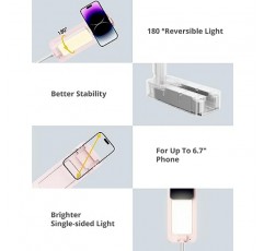 녹음용 SupeDesk 휴대폰 스탠드, LED 조명 포함, 셀카 스탠드, 휴대용 확장형 휴대폰 스탠드, 3.5-6.7인치 휴대폰용, 360° 회전, 조절 가능, 오버헤드 휴대폰 마운트, 무선 리모컨, 충전식, 라이브 스트림 P