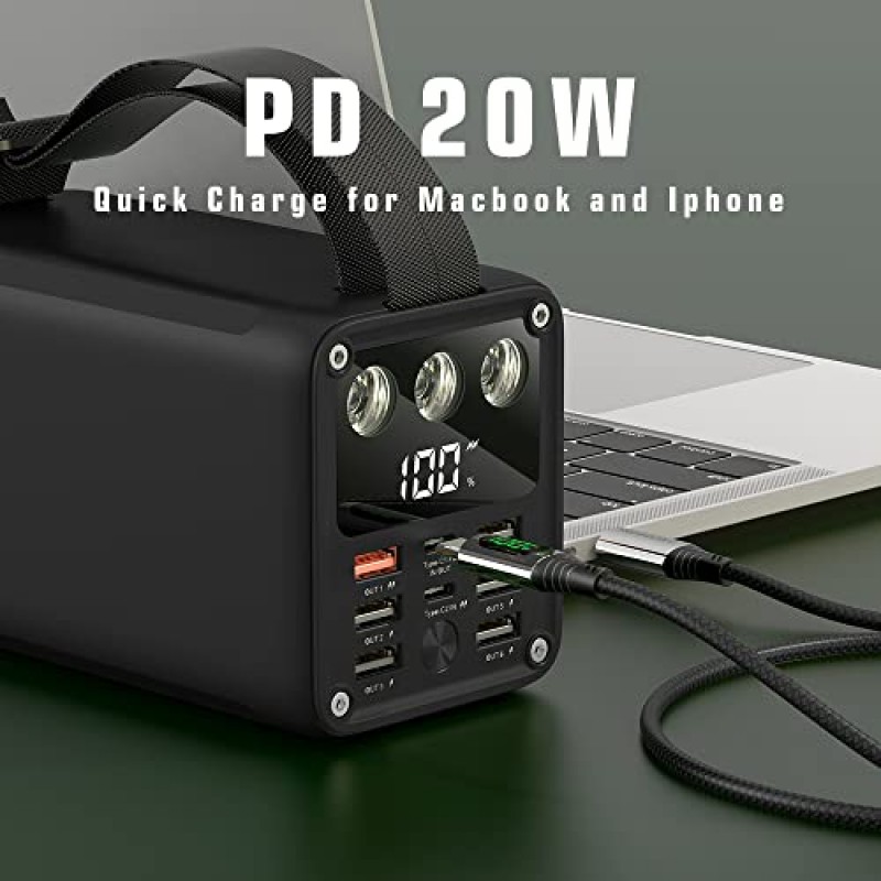 KONFULON 60000mAh 고용량 보조베터리 고속 충전 USB C PD 20W 배터리 팩(7개 출력 포함) 22.5W 및 LCD 디스플레이 iPhone, Samsung, iPad, MacBook 및 야외 캠핑용 배터리 뱅크