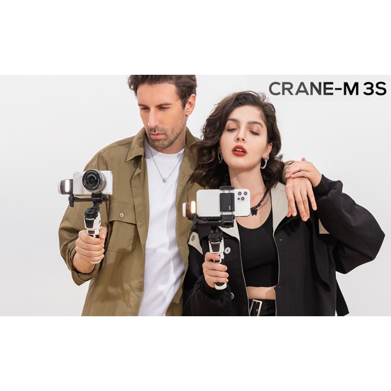 Zhiyun Crane-M3S 미러리스 카메라 스마트폰 액션캠용 콤보 3축 핸드헬드 짐벌 안정기, 폰 클립 삼각대 백팩 포함, 올인원 디자인