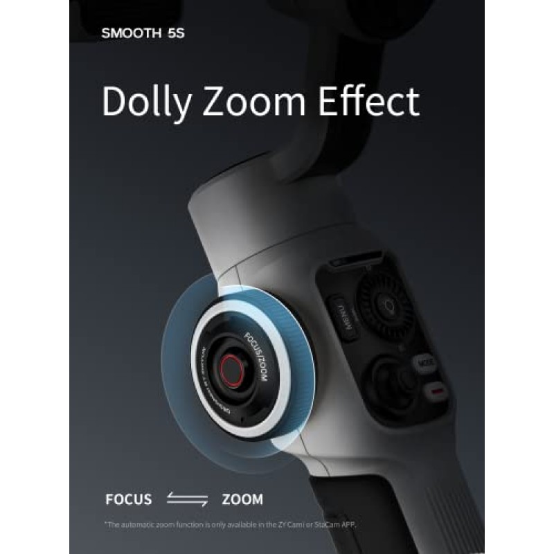 Zhiyun Smooth 5S 짐벌 안정기, 업그레이드된 Smooth 5 휴대폰 iPhone Android용 3축 핸드헬드 스마트폰 짐벌(LED 보조광 내장, 그립 삼각대(회색 콤보) 포함)