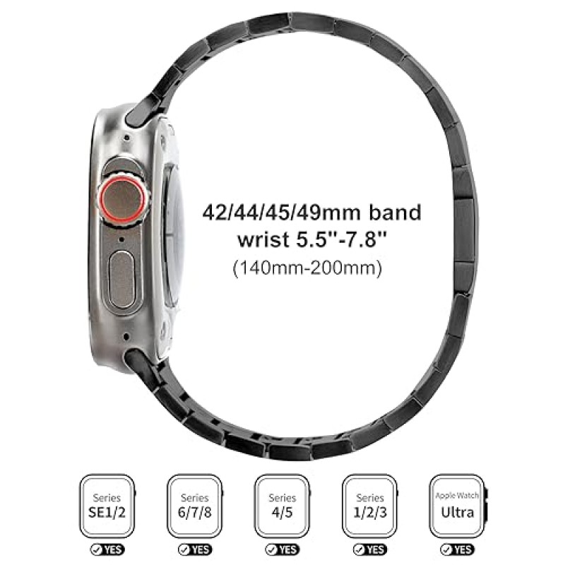 Apple Watch Ultra 밴드와 호환되는 EPULY 스테인레스 스틸 밴드 49mm 45mm 44mm 42mm 남성 여성, iWatch 시리즈 Ultra 2, 9 8 7 6 5 4 3 2 1 SE용 마그네틱 버클이 있는 금속 손목 밴드, 도구 필요 없음