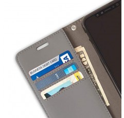 SafeSleeve EMF 보호 iPhone 케이스: iPhone 12 Pro RFID 차단 카드 홀더 지갑, 조절 가능한 스탠드 케이스, 여성용 및 남성용 비건 가죽(회색)