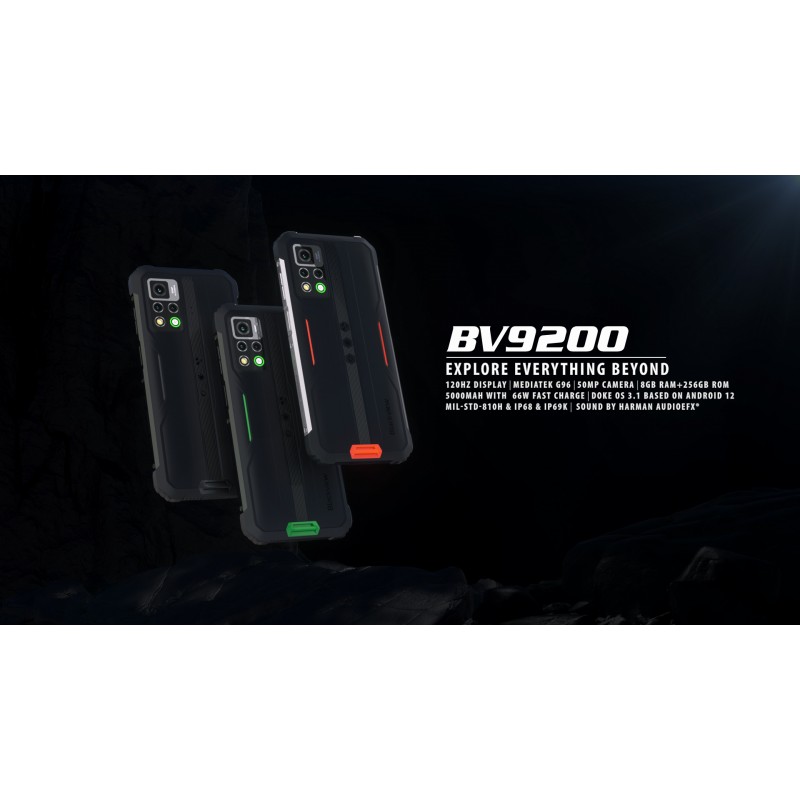 Blackview Rugged 휴대폰 잠금 해제, BV9200 Android 휴대폰(2023), 14GB+256GB/1TB 잠금 해제 휴대폰, 66W 고속+ 30W 무선 충전, 옥타 코어 Helio G96, 2.4K 120Hz 디스플레이, 50MP 카메라, Android 12, NFC