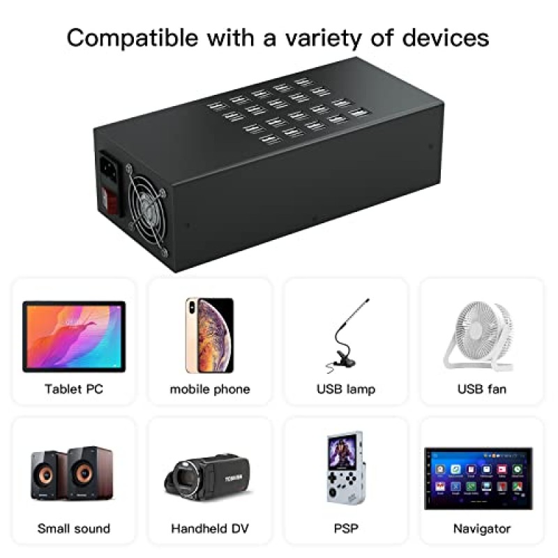 여러 장치용 충전 스테이션, 40-in-1 USB 충전 허브, 40포트 300W USB 충전 스테이션, iPhone, iPad, Samsung, 태블릿 및 기타 전자 제품용 다중 USB 충전 스테이션