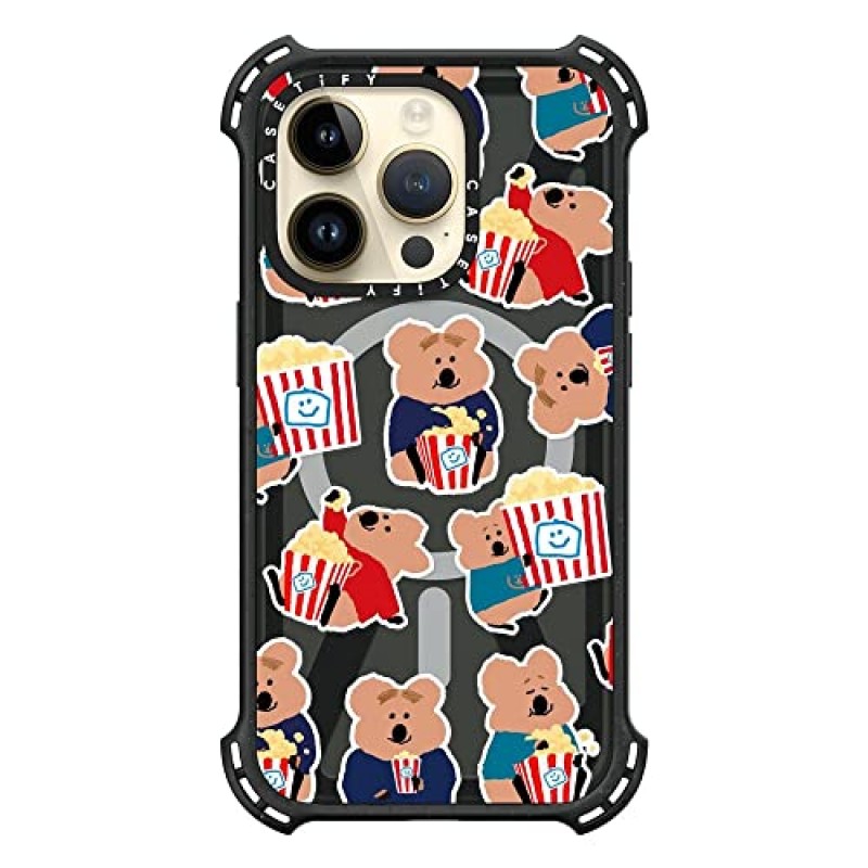 CASETiFY 바운스 iPhone 14 Pro 케이스 [6X 군용 등급 낙하 테스트 완료 / 21.3ft 낙하 방지/Magsafe와 호환] - 스낵바 어택 - 트리플 블랙