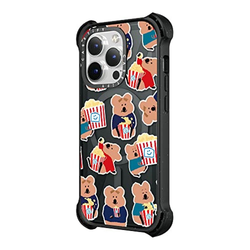 CASETiFY 바운스 iPhone 14 Pro 케이스 [6X 군용 등급 낙하 테스트 완료 / 21.3ft 낙하 방지/Magsafe와 호환] - 스낵바 어택 - 트리플 블랙