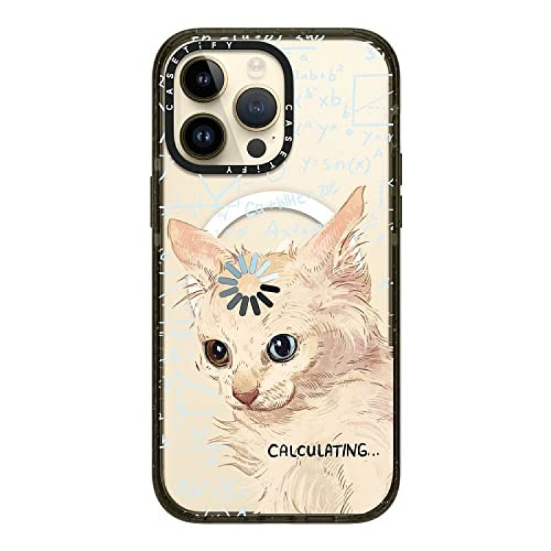 CASETiFY Impact iPhone 14 Pro Max 케이스 [4X 군용 등급 낙하 테스트 완료 / 8.2ft 낙하 방지/Magsafe와 호환] - 계산 중... by Catwheezie - 글로시 블랙