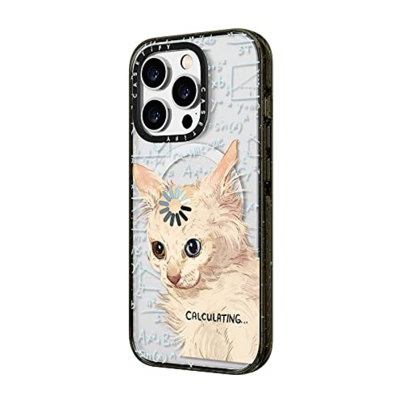 CASETiFY Impact iPhone 14 Pro Max 케이스 [4X 군용 등급 낙하 테스트 완료 / 8.2ft 낙하 방지/Magsafe와 호환] - 계산 중... by Catwheezie - 글로시 블랙