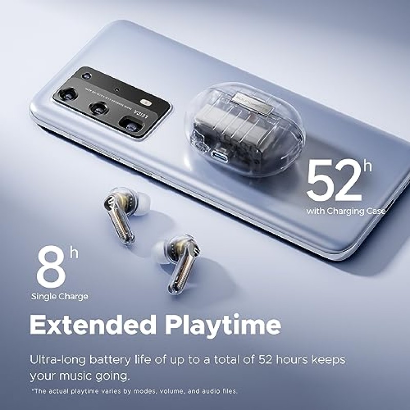 SoundPEATS Capsule3 Pro | 고해상도 및 LDAC를 갖춘 무선 이어버드, 43dB 하이브리드 능동형 소음 차단 Bluetooth 5.3 이어폰, 마이크 6개, 총 52시간, IPX4 등급, 투명 모드