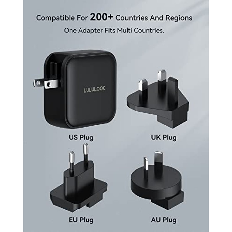 LULULOOK 100W USB C 충전기, USB-C 전원 어댑터 GaN Type C 충전기 MacBook Pro/Air, Galaxy S22/S21, Dell XPS, iPad Mini/Pro, iPhone 13/13 Pro Max/iPhone 12, Pixel과 호환되는 멀티포트 충전기