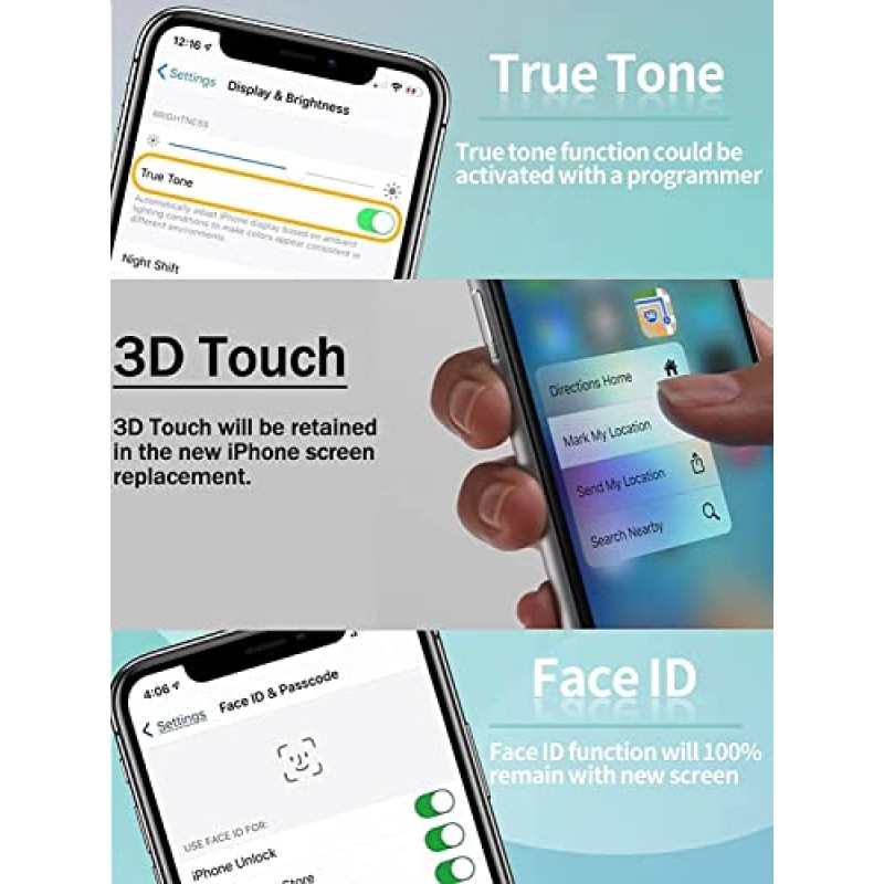 Ayake for iPhone 13 화면 교체, LCD 디스플레이 및 터치 디지타이저 화면 6.1인치 트루 톤 프로그래밍 가능 페이스 ID 유지 A2633 A2482 A2631 A2634