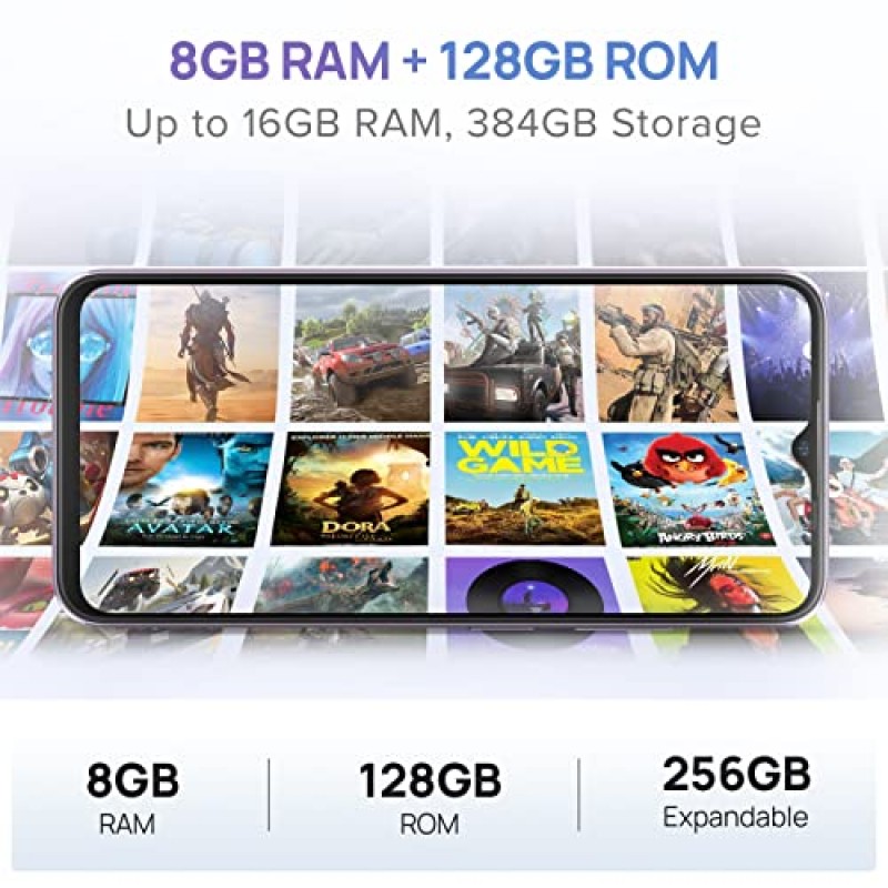 Ulefone 노트 16 프로 | 2023 | 언락 휴대폰, Android 13, 옥타 코어 16GB + 128GB, 6.52인치 언락 스크린폰, 50MP 듀얼 카메라, 4400mAh 배터리, 듀얼 4G, 지문 잠금 해제, OTG, 블랙