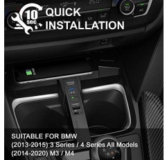 SIGILL 무선 차량용 충전기 BMW 2013 2014 2015 3 시리즈 4 시리즈 2014-2020 M3 M4 전화 무선 충전과 호환 가능