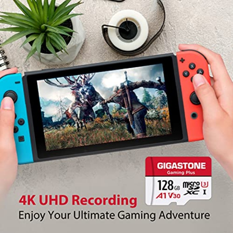 [Gigastone] 마이크로 SD 카드 128GB 5팩, 게이밍 플러스, Nintendo-Switch용 MicroSDHC 메모리 카드, Wyze Cam, Roku, 풀 HD 비디오 녹화, UHS-I U1 A1 클래스 10, 최대 100MB/s, MicroSD to SD 포함 어댑터