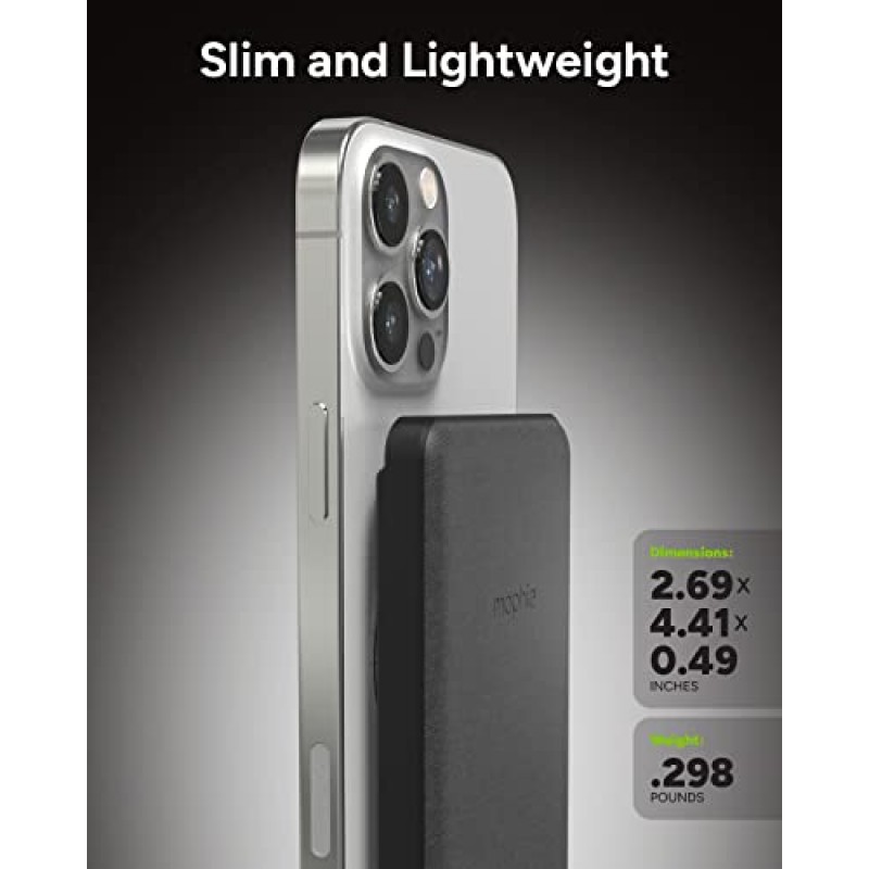 mophie Powerstation XL 보조베터리 2023-20,000 mAh 대형 내장 배터리 및 Snap+ Juice Pack Mini - 5000 mAh 내장 배터리가 포함된 무선 휴대용 마그네틱 충전기, 블랙