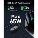 Anker GaNPrime 65W 충전 스테이션, 여행 및 업무용 615 USB C 전원 스트립, 2AC가 포함된 5-in-1 전원 스트립, USB C 2개, USB A, 3피트, iPhone 15/15 Plus/15 Pro/15 Pro Max용 전원 공급 ,그리고 더 많은 것(검은색)