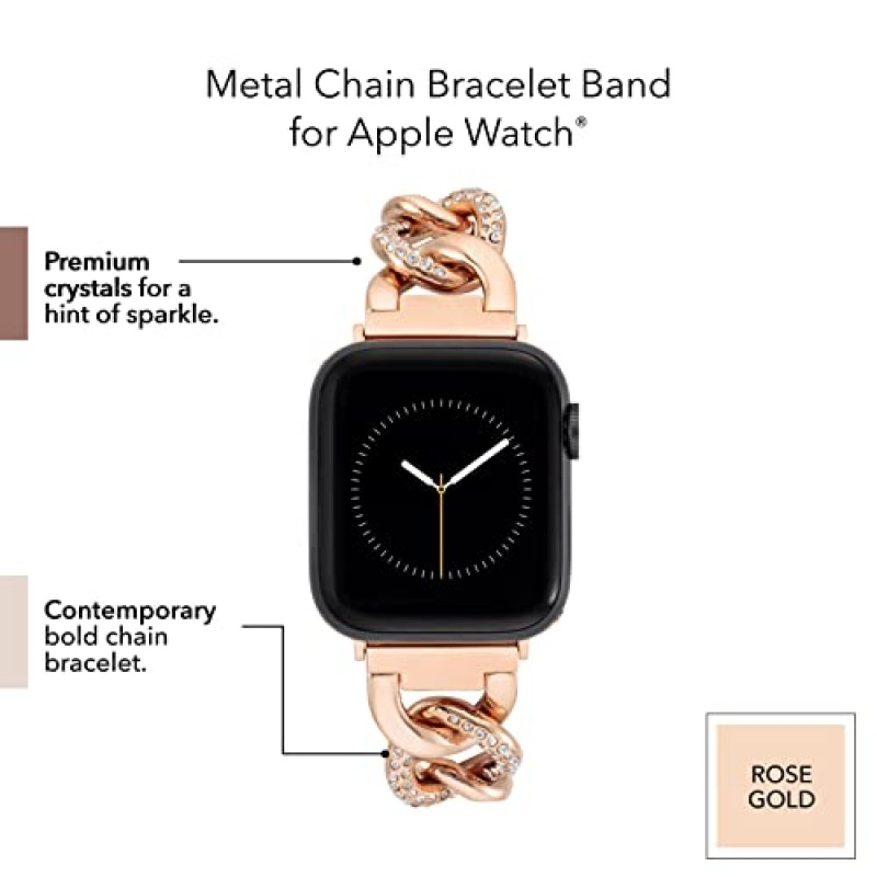 Apple Watch용 Anne Klein 패션 체인 팔찌, 안전하고 조절 가능하며 Apple Watch 교체 밴드, 대부분의 손목에 맞습니다.