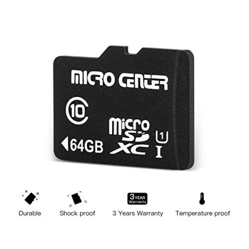 Micro Center 64GB 클래스 10 MicroSDXC 플래시 메모리 카드 10팩(모바일 장치 저장용 어댑터 포함) 전화, 태블릿, 드론 및 풀 HD 비디오 녹화 - 80MB/s UHS-I, C10, U1(10팩)