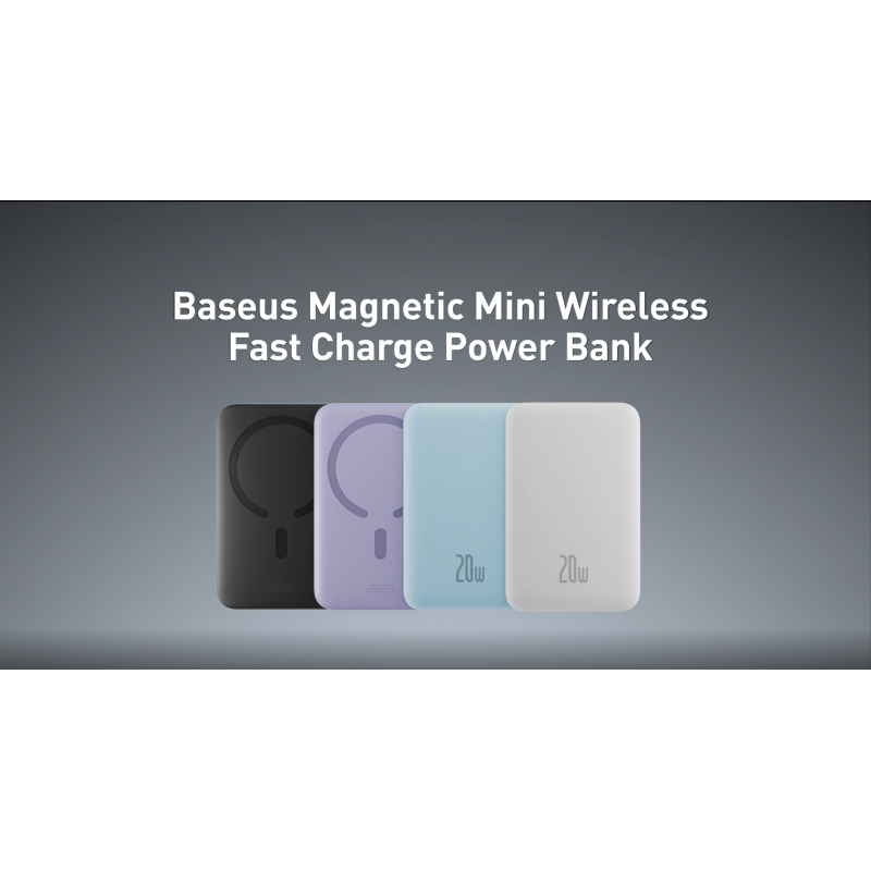 Baseus 20000mAh 자기 배터리 팩, PD 20W 휴대용 충전기 전원 은행, USB-C 케이블을 사용한 무선 전원 은행 고속 충전, MagSafe용, iPhone 14/13/12 시리즈 및 AirPods 3/2/Pro용, 블랙