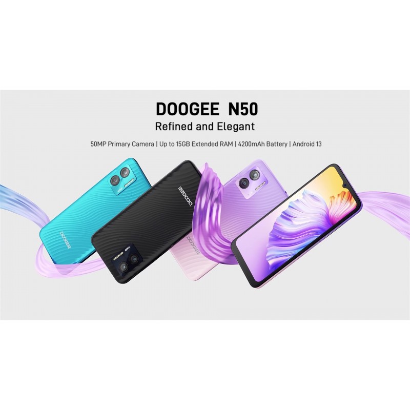 두지 N50 |2023| 언락 휴대폰, 15GB RAM+128GB ROM, Android 13 스마트폰, 50MP AI 카메라 휴대폰, 확성기, 6.52인치 HD+디스플레이 Android 스마트폰, 듀얼 Sim 4G, OTG/지문 블루