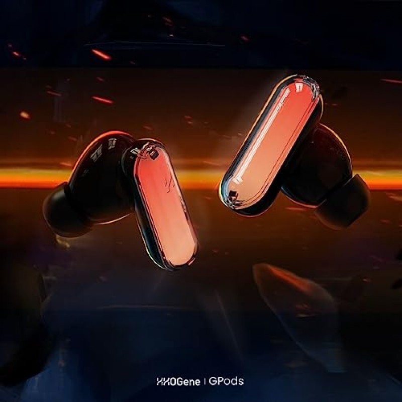 HHOGene Gpods 조명 제어 기능이 있는 다채로운 RGB 무선 이어버드, 고속 충전 케이스가 있는 귀에 꽂는 ANC Bluetooth 레인보우 이어폰, IPX4 땀 방지 스포츠 게임 하이킹 iPhone 및 Android용 여행