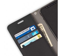 SafeSleeve EMF 보호 방사선 방지 삼성 갤럭시 케이스: 갤럭시 S9 Plus RFID 카드 홀더 차단 지갑, 조절 가능한 스탠드 휴대폰 케이스, 여성용 및 남성용 비건 가죽(블랙)