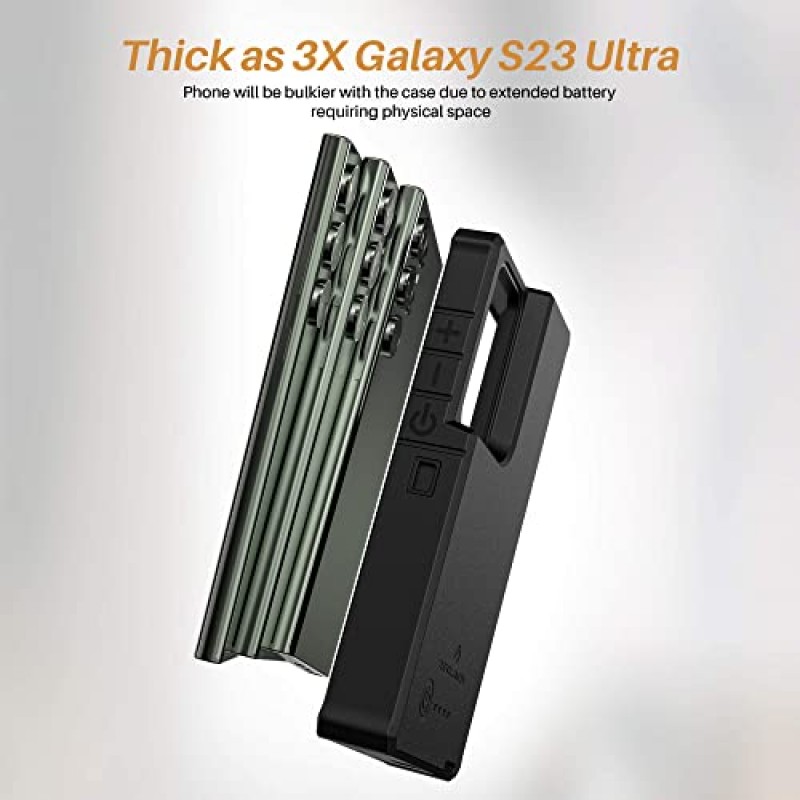 Galaxy S23 Ultra 2023용 ZEROLEMON 배터리 케이스 10000mAh, 초고속 충전 통과 및 무선 충전 지원, ZeroShock 확장 충전기 케이스 커버, 블랙