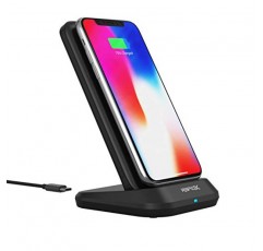 RapidX Myport 10000mAh 보조 배터리, 10W 무선 충전(Qi 인증) 및 충전 스탠드, USB-C 입력/출력(18W) 1개, iPhone 및 Android용 USB 출력(검은색)