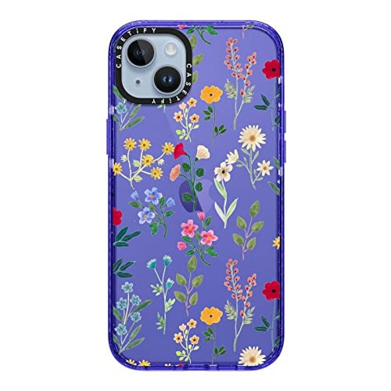 CASETiFY 임팩트 아이폰 14 플러스 케이스 [4X 군용 등급 낙하 테스트 완료 / 8.2ft 낙하 방지] - Spring Botanicals 2 - Peri Purple