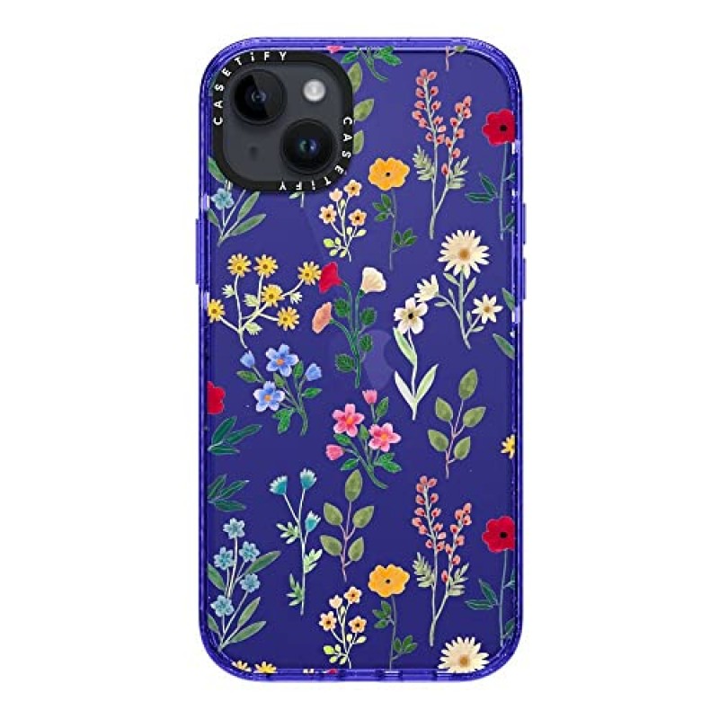 CASETiFY 임팩트 아이폰 14 플러스 케이스 [4X 군용 등급 낙하 테스트 완료 / 8.2ft 낙하 방지] - Spring Botanicals 2 - Peri Purple