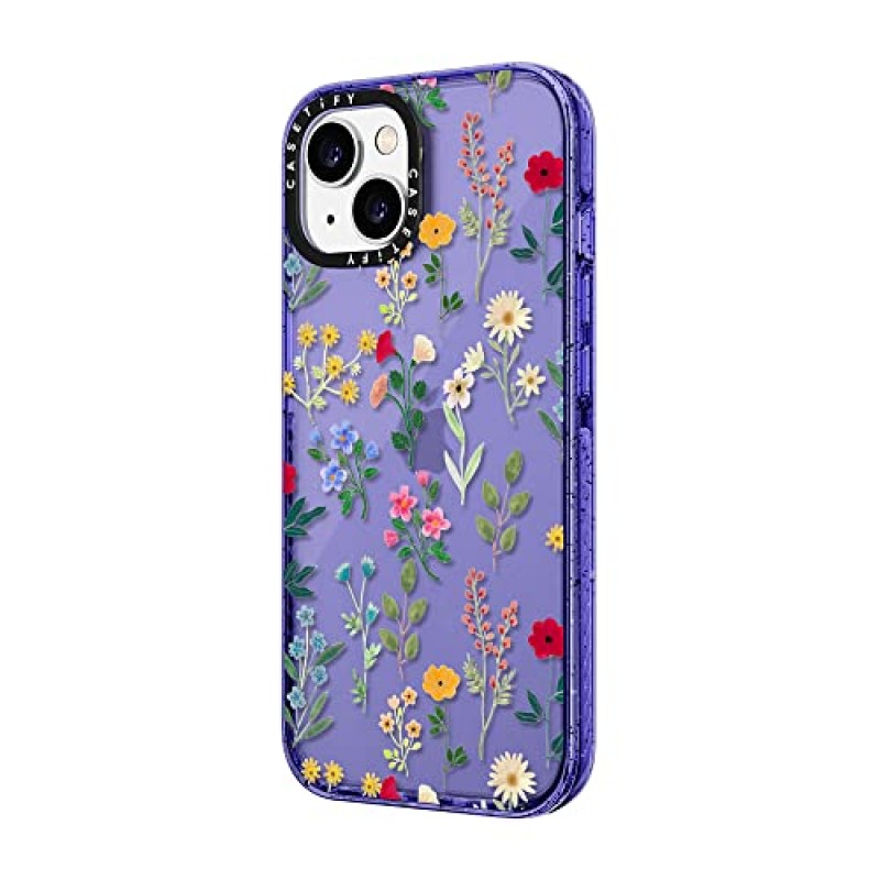 CASETiFY 임팩트 아이폰 14 플러스 케이스 [4X 군용 등급 낙하 테스트 완료 / 8.2ft 낙하 방지] - Spring Botanicals 2 - Peri Purple