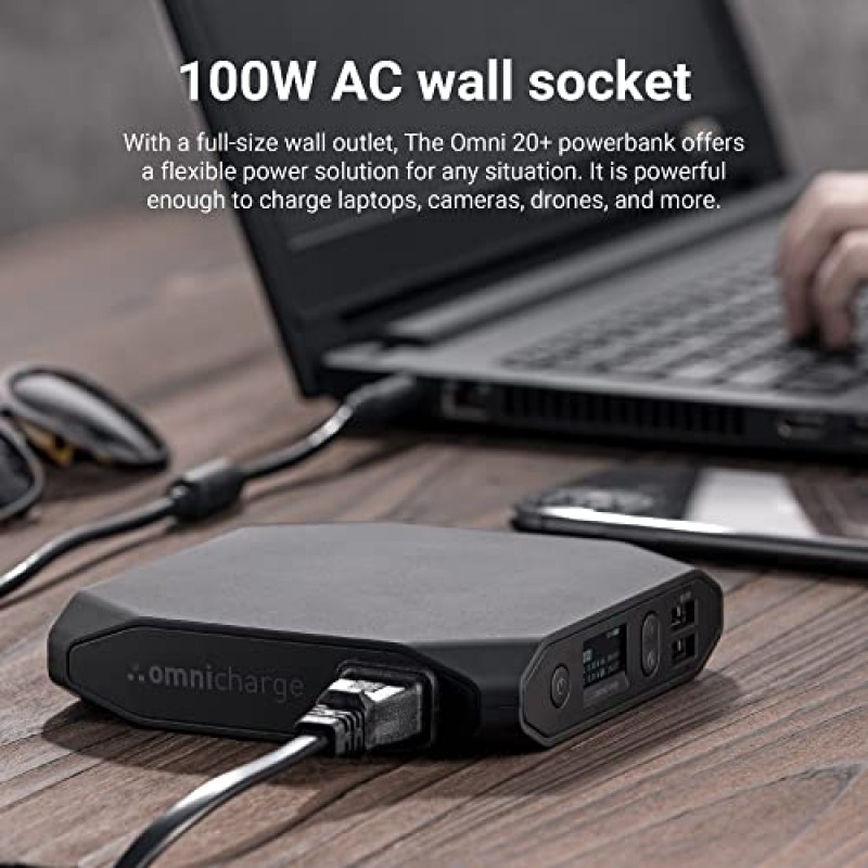 Omni 20+ 20000mah 노트북 전원 은행 휴대용 충전기 | 노트북용 AC/DC/USB-C/무선 배터리 백업:MacBook Pro/Dell/Surface | 카메라:Canon/Nikon/DSLR/DJI 드론 | 스마트 장치:iPhone/삼성