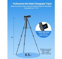 APEXEL 고출력 60X HD 망원 렌즈, iPhone 14 Pro/13 Pro, Samsung 및 대부분의 스마트폰용 확장 삼각대 및 무선 리모콘이 포함된 고출력 망원 모바일 휴대폰 렌즈.