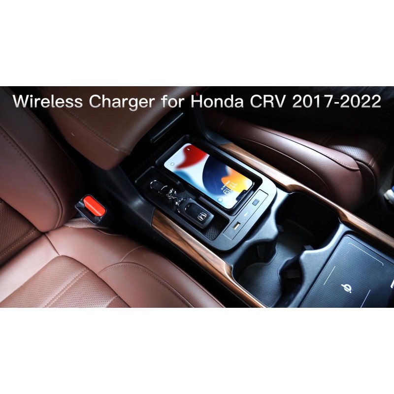 혼다 CRV 2017-2022 용 CarQiWireless 무선 충전기, 혼다 CRV 차량용 충전기 패드 액세서리 용 센터 콘솔 주최자 트레이 2022 2021 2020 2019 2018 2017