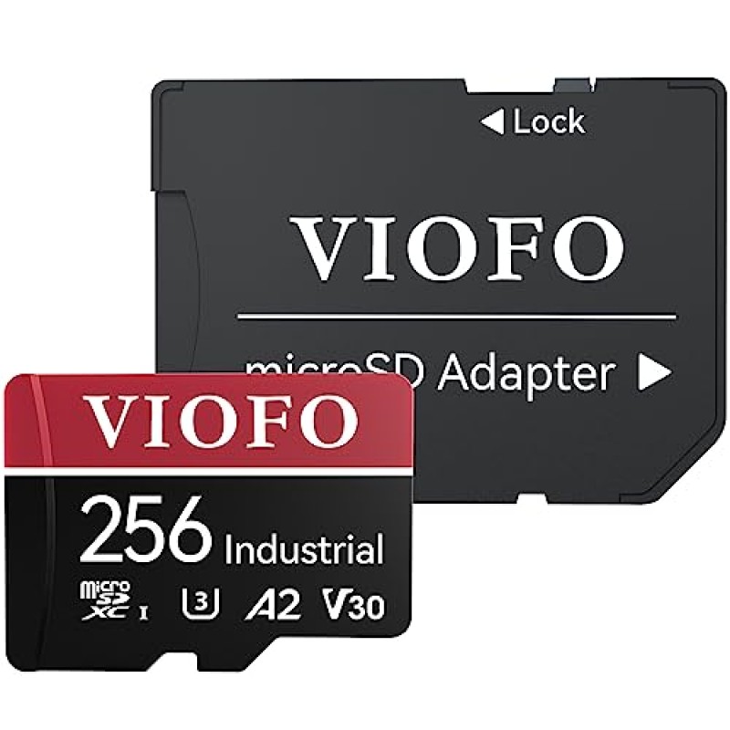 VIOFO 256GB 산업용 microSD 카드, U3 A2 V30 고속 메모리 카드(어댑터 포함), Ultra HD 4K 비디오 녹화 지원, 대시 캠, 액션 카메라, Android 스마트폰, 태블릿, 게임용